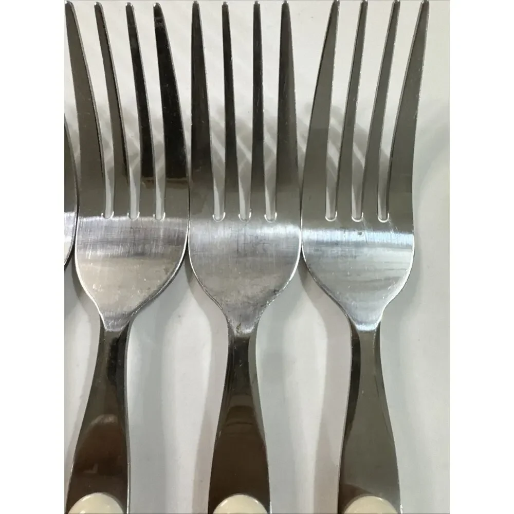 6 Vintage 1980s/1990s Pfaltzgraff Aura Pink Dinner Forks Flatware